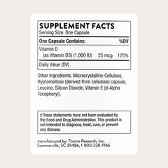 THORNE bottle with cap open revealing capsules, highlighting convenience of daily use
