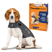 Thundershirt vista frontal mediano en heather gray mostrando ajuste cómodo y efecto calmante