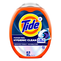 Tide empaque frontal mostrando cantidad y diseño, beneficios de dosificación fácil