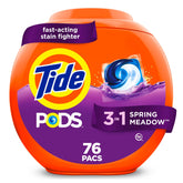 Tide envase frontal de 76 cápsulas con diseño y facilidad de almacenamiento