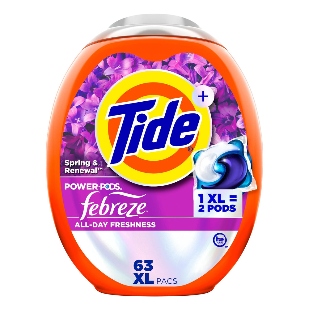 Tide envase frontal mostrando diseño y beneficio de limpieza potente