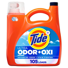 Tide envase frontal grande mostrando rendimiento y beneficio de limpieza