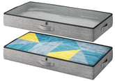 TidyCorner front view of two grey low-profile under-bed storage containers shows neat stackable storage