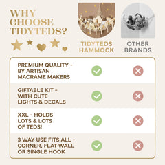 TIDYTEDS hamaca en uso con peluches para maximizar espacio y orden