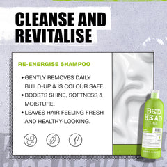 TIGI Bed Head champú y acondicionador en uso durante la ducha, facilita peinado