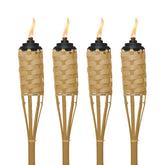 TIKI bamboo torches front pack showing four torches and canisters for instant tropical ambiance