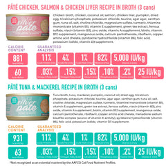 Comparación de tamaño de lata Tiki Cat frente a utensilios para escala