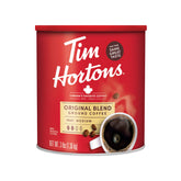 Tim Hortons front canister showing brand and size for convenient home brewing
