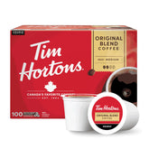 Tim Hortons front packaging showing 100-count K-Cups and easy storage benefit