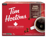 Tim Hortons vista frontal de la caja de 100 K-Cups mostrando el logo y cantidad