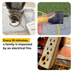 Ting Fire plugged into wall outlet near panel showing easy DIY installation benefit