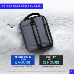Titan by Arctic Zone bolsa expandida junto a plegada, muestra capacidad casi doble