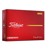 Titleist TruFeel empaque frontal amarillo mostrando claridad y calidad