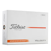 Titleist Velocity front packaging showing branding and color for instant selection and confidence