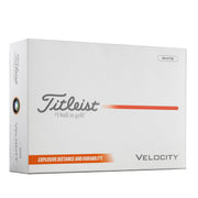 Titleist Velocity front packaging showing branding and color for instant selection and confidence