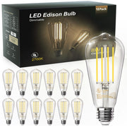 TJOY pack frontal de 12 bombillas Edison mostrando diseño vintage y ahorro