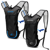 TNYSPORT front view of dual hydration backpacks showing compact design and quick access pockets