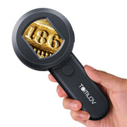 TOMLOV P10 front view with 2-inch screen showing magnified subject for quick inspection
