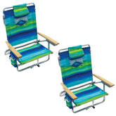 Tommy Bahama front view of two open chairs showing reclining positions and beach-ready comfort
