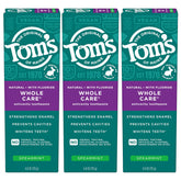 Tom's of Maine empaque frontal pack de 3 mostrando tubos y beneficio protección