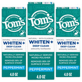 Tom's of Maine paquete frontal mostrando tres tubos y beneficio de limpieza profunda
