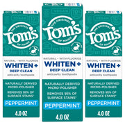 Tom's of Maine paquete frontal mostrando tres tubos y beneficio de limpieza profunda