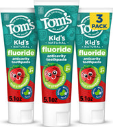 Tom's of Maine frente del empaque mostrando sabor Silly Strawberry y beneficio natural