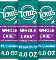 Tom's of Maine front packaging showing peppermint tubes and product benefits