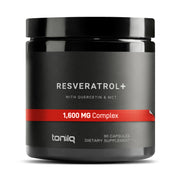 Toniiq botella frontal del resveratrol mostrando dosificación y pureza