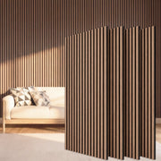 TONOR front view walnut panels showing modern look and acoustic benefit