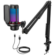 TONOR TC310+ front view showing microphone and arm, clear setup benefits