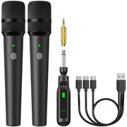 TONOR front view of TW-220 dual wireless set showing receiver and two mics for clear setup