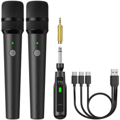 TONOR front view of TW-220 dual wireless set showing receiver and two mics for clear setup