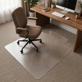 TONOS front view of chair mat packaging showing size and benefit of carpet protection