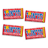Tony’s Chocolonely vista frontal mostrando empaque atractivo y calidad