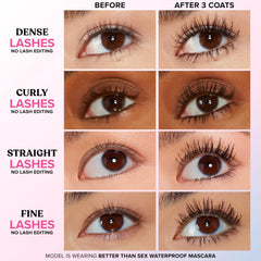 Too Faced primer plano del cepillo en forma de reloj de arena para volumen