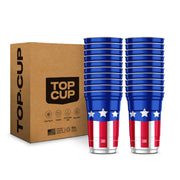 Top Cup vaso empacado frontal mostrando diseño patriótico y conveniencia