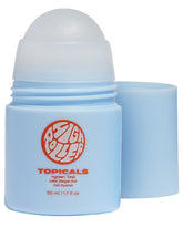 Topicals High Roller vista frontal del envase roll-on muestra tamaño y diseño práctico