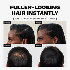 Toppik application hands sprinkling fibers for precise, natural-looking coverage