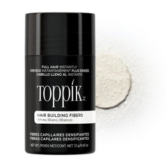 Toppik front packaging showing white 12g bottle and brand benefit