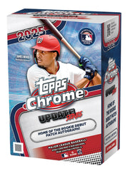 Topps Chrome caja frontal mostrando empaque brillante y variedad
