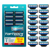 Toptech cartucho frente mostrando diseño y compatibilidad Gillette Mach3 con mejor apurado