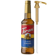 Torani botella frontal Classic Caramel mostrando marca y volumen útil