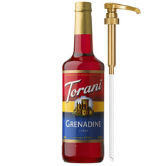 Torani botella frontal mostrando color vibrante y fácil servicio
