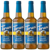 Torani bottle front packaging showing hazelnut syrup and convenience