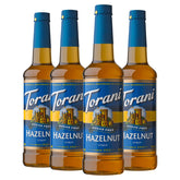 Torani bottle front packaging showing hazelnut flavor and sugar-free benefit