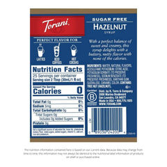 Pouring Torani hazelnut syrup stream showing smooth consistency benefit