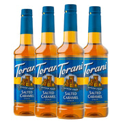 Torani botella frente pack mostrando etiqueta y volumen, práctico para barras