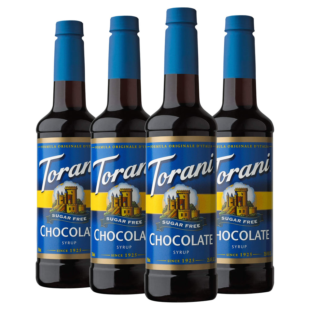 Torani bottle front label showing product name and size benefits