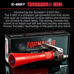 Tornador Z-007 Mini comparación de tamaño junto a una mano para referencia portátil